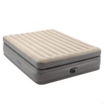 Intex Camping Fiber-tech Airbed With Built In Electric Pump Queen Brown