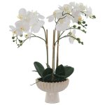 Artificial White Orchid In Footed Ceramic Pot 61CM