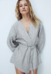 Linen Wrap Top - Beige Striped