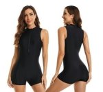Women's Black Persuasion Sleeveless Boxer Swimwear - XL