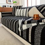 Contemporary T-cushion Sofa Cover One-piece Anti-slip Chenille Sofa Protector Universal Four Season Fit Polyester Compatible Wit