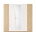 Signature Series 5 Door Wardrobe White + Woodgrain