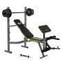 Everlast Power Core Bench With Barbell Dumbbell Handle & 28.2KG Weights