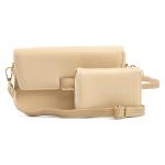 Beige Box Clutch-wallet Bag Set