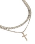 Mens Waterproof Stainless Steel Curb Chain Cross Necklaces 2-PACK