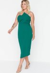 Curve Strappy Bodycon Midi Dress - Green