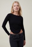 Cotton On Laine Boat Neck Long Sleeve Top - Black
