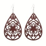 Vintage Teardrop Wooden Drop Earrings African Tribal Geometric Wood Dangle Earrings Drop Earrings Women's Jewelry Accessories