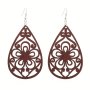 Vintage Teardrop Wooden Drop Earrings African Tribal Geometric Wood Dangle Earrings Drop Earrings Women's Jewelry Accessories