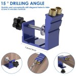 47PCS Pocket Hole Jig Adjustable Punch Locator 15 Degree Angle Hole Drill Guide Kit High Precision Drill Punch Positioner For Ca