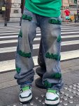 Embroidery Cotton Baggy Jeans Men's Casual Creative Street Style Denim Pants For Spring Summer