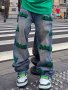 Embroidery Cotton Baggy Jeans Men's Casual Creative Street Style Denim Pants For Spring Summer