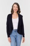 Ladies Watefall Cardigan In Black - Black 2XL