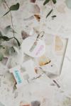 White Acrylic Bag Tag - Die Cut Initial - Blue