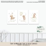 Canvases Teddy In The Moon And Stars Set Beige