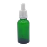 30ML Green Glass Aromatherapy Bottle With Pipette - White 18 78
