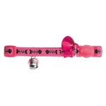 Fishbone Cat Collar With Address Tag - Pink