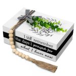 Capoda 3 Pcs Decorative Books For Home Decor Farmhouse Faux Stacked Books Wooden Rustic Table Decor With Bead Garland Twine Ribb