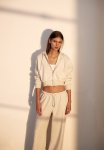 Cropped Zip-through Hoodie - Beige