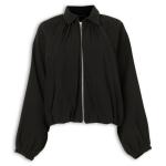 Black Twill Zip Bomber Jacket