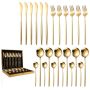 Authentic Flatware Dinner Set & Decadent Wooden Gift Box - 24 Piece - Silver