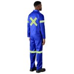 Safeway Safety Polycotton Boiler Suit - Reflective Arms Legs & Back - Yellow Tape - White 54
