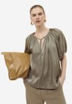 Oversized Tie-top Blouse - Khaki Green