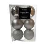 AVS100810XMAS Ball 8CM Set Of 6 - Silver
