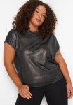 Plus Metallic Print Knitted Blouse - Metallic