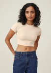 Cotton On Micro Crop Tee - Washed Pink