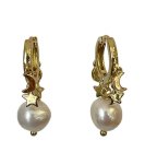 Goldair Gold Small Star And Moon Hoops With Pearl