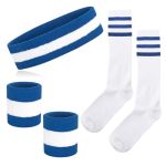 Nanxjiur 5 Pcs Sweatbands Striped Sock Set Sports Headband Wristbands High Tube Socks 80S Accessories For Men Women 90S Costumes