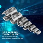 50PCS Type 302 Stainless Steel Self Tapping Thread Stainless Steel Inner Thread Self Tapping Thread Inserts Set Thread Reinforce