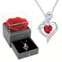 Rose Gift Box Heart Shaped Pendant Necklace I Love You Jewelry Gift For Mom Wife Lover Daughter Girlfriend Best Friend