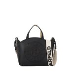 K circle Perforated Small Tote Bag -black