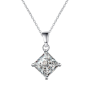 1.00CT Certified Princess Cut Moissanite Diamond Sterling Silver Necklace