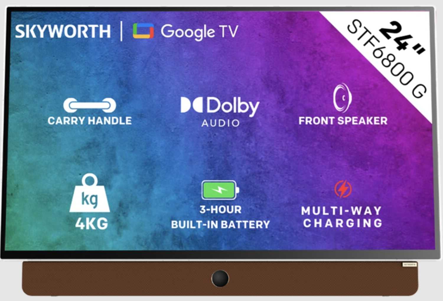 Google 24STF6800 Skyworth 24" Fhd Portable Tv 1920 X 1080 Resolution HDMI USB