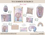 Cot Duvet Bedding Pastel Rainbow Hot Air Balloon Set