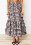 Patterned Flared Maxi Skirt - Multi
