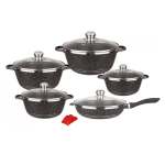 Zs - 12 Pieces Aluminum Granite Coating Non-stick Cookware Set - Maroon