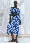 Midi Skirt - Bright Blue patterned