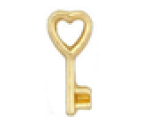 FLC82 - Key Heart Design Floating Locket Charm Silver Tone Or Gold Tone - Gold Tone Key