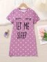 Girls' Adorable Polka Dot & Letter Print Round Neck Short Sleeve - Soft Comfortable Breathable For Princess Style Lovers