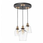 Antique Brass 3-LIGHT Glass Cluster Pendant