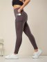 Solid Color Quick Drying High Waist Sports Leggings With Pocket Fitness Running Workout Yoga Tight Pants Women's Activewear