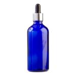 100ML Blue Glass Aromatherapy Bottle With Pipette - Black & Silver Collar 18 110