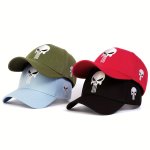 1PC Unisex Sunshade Breathable Adjustable Baseball Cap With Skull Embroidery For Outdoor Sport