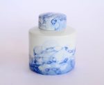 Round Blue & White Blobs Jar 22X18.5CM