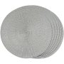 Funwheat Round Braided Placemats Set Of 6 Table Mats For Dining Tables Woven Washable Non-slip Place Mats 15 Inch Grey 6PCS