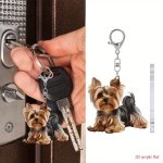 Funky Yorkie Dog Acrylic Keychain - Double-sided Scratch-resistant Charm For Backpacks & Keys - Perfect Birthday Or Party Gift